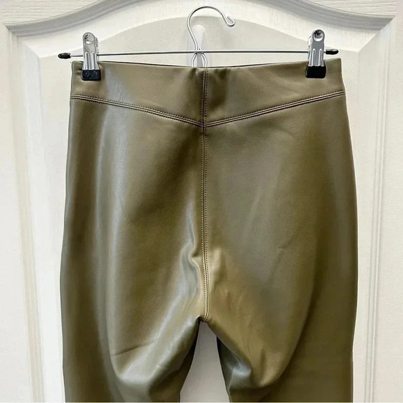 Topshop Piper Faux Leather Leggings Olive  Khaki Green Size 4 - Picture 7 of 14